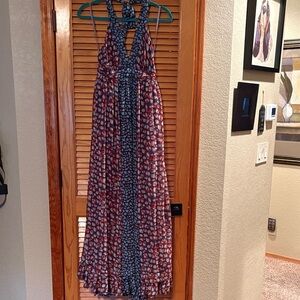 Moda International Blue and Red Maxi Dress